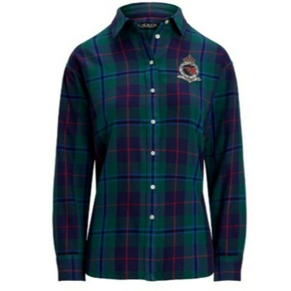 Lauren Ralph Lauren Shirt Crest Button-Up Size 2X TTG Womens Plaid Cotton